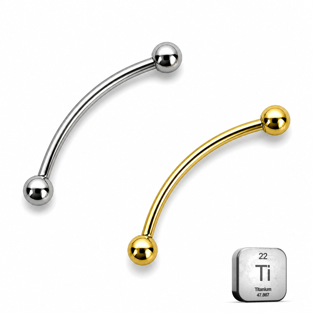 Titanium Curved Barbell for Snake Eye Tongue Piercing