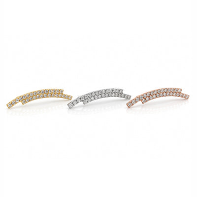 18K Gold Double-Row Moissanite Curved Bar Piercing Stud