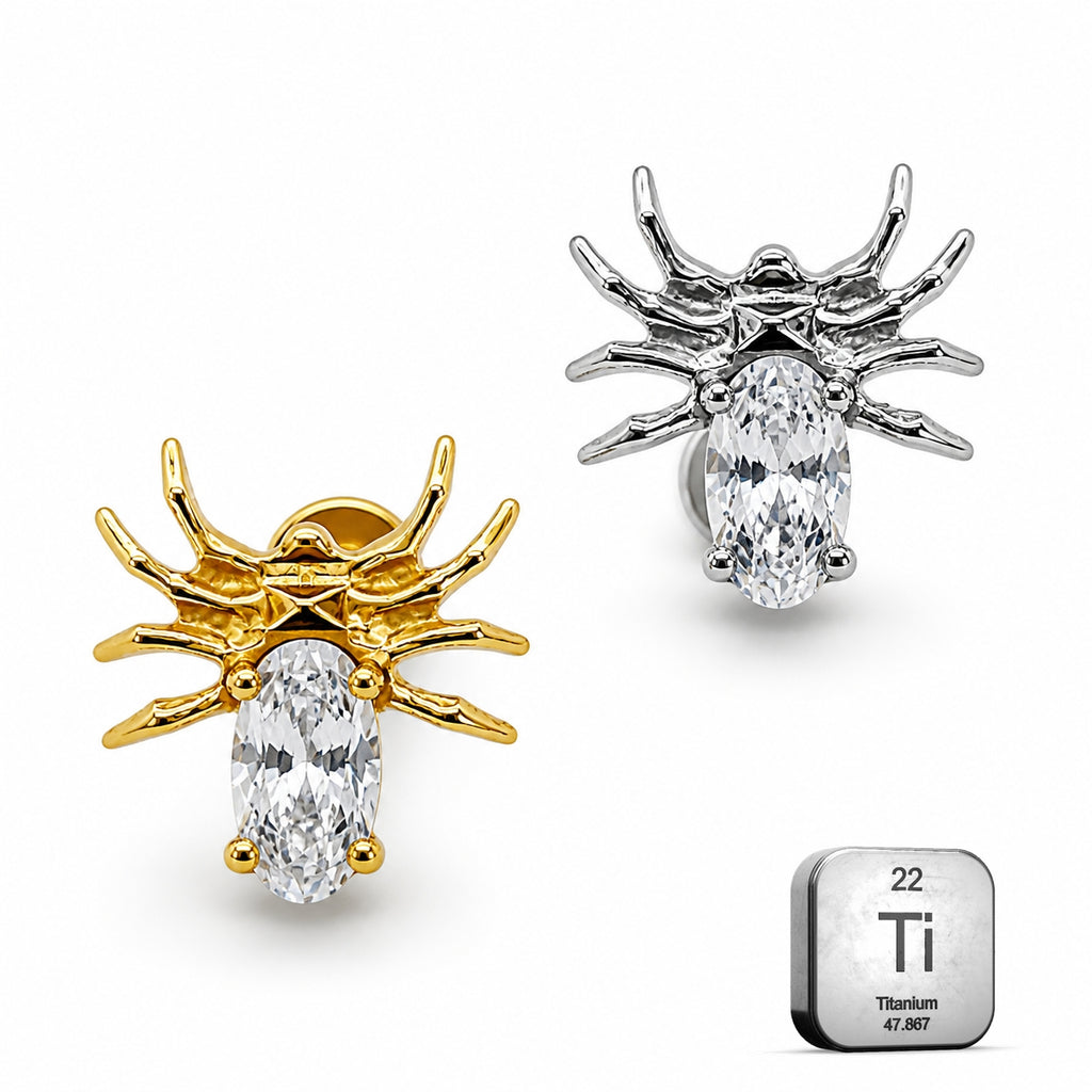 Celestial Spider Titanium Flat Back Stud