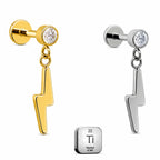 Titanium Lightning Bolt Dangle Stud