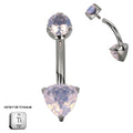 Rose Quartz Trillion Belly Piercing