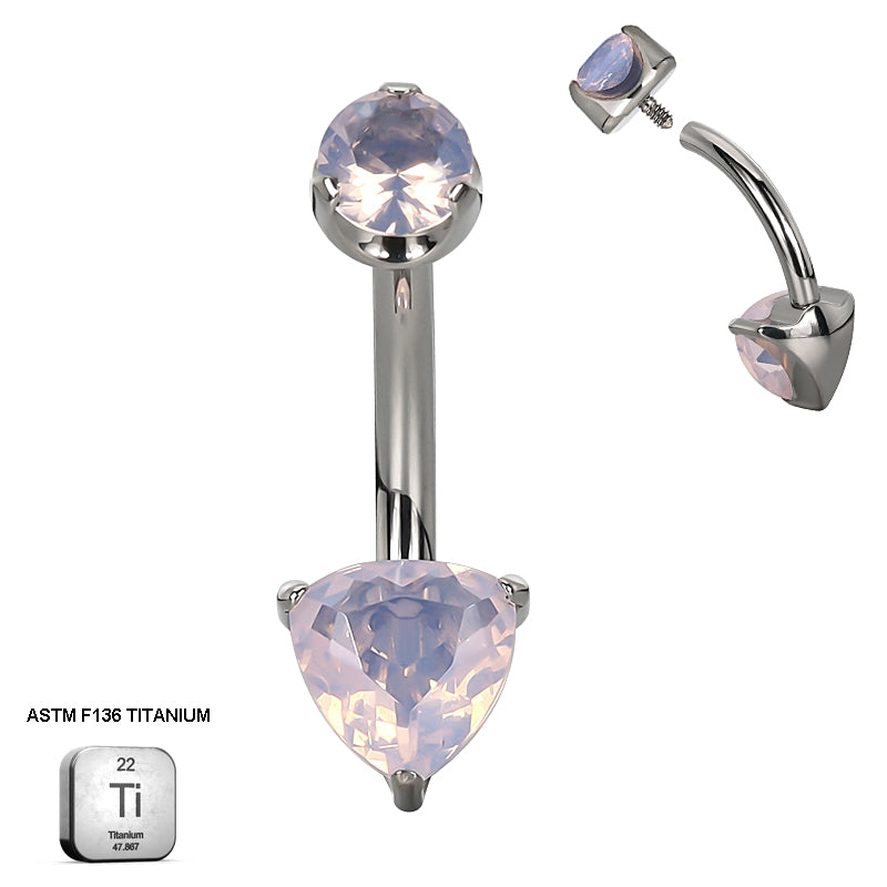 Rose Quartz Trillion Belly Piercing