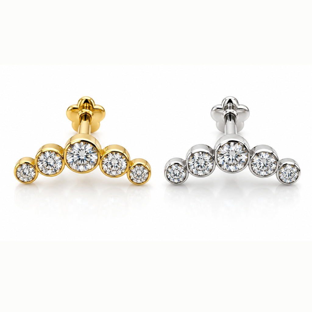 18K Gold Lab-Grown Diamond Graduated Arc Piercing Stud