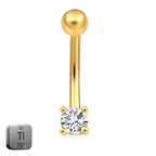 Titanium 16G (1.2MM) Internally Threaded Cubic Crystal Rook Eyebrow Piercing