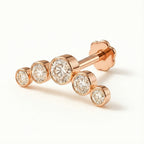 18K Rose Gold Bezel-Set Moissanite Cascade Stud – Internally Threaded (Sold Per Piece)