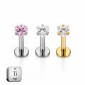 Titanium Heart CZ Flat Back Stud
