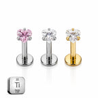Titanium Heart CZ Flat Back Stud