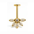 18K Yellow Gold Lab Diamond Vertical Helix (Bugadi) Stud – Internally Threaded (Sold Per Piece)