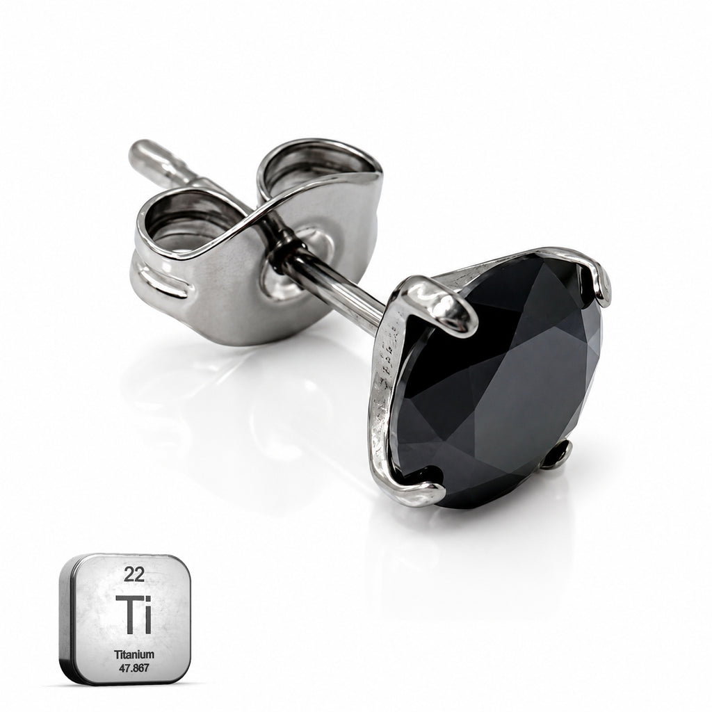 Titanium Black Solitaire Stud