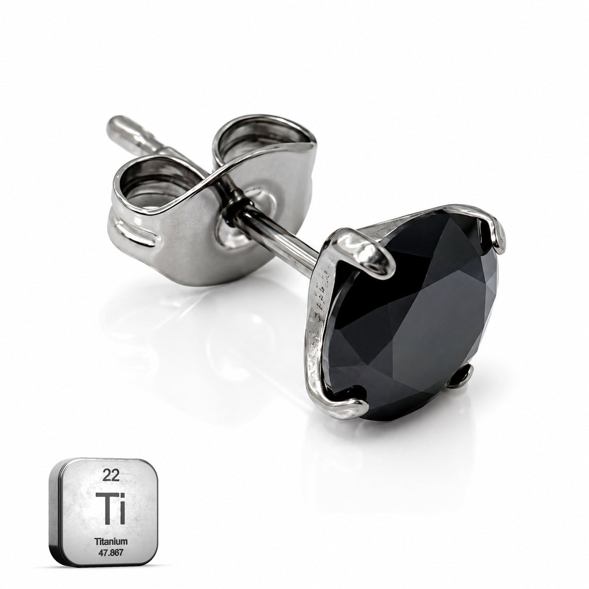 Titanium Black Solitaire Stud