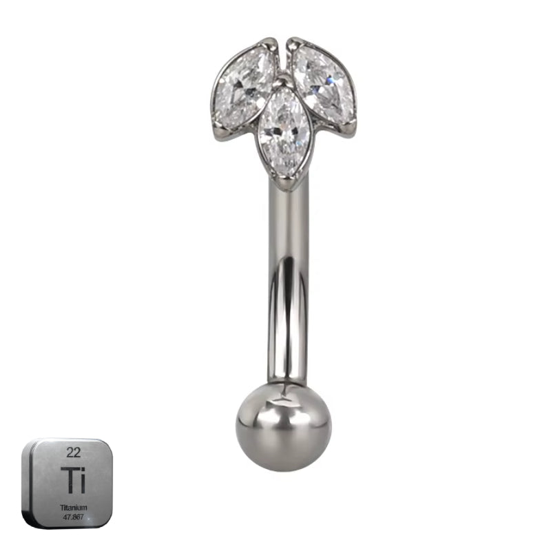Natural Titanium 16G (1.2MM) Internally Threaded Lotus Rook Eyebrow Piercing