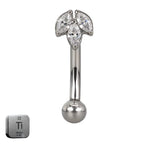 Natural Titanium 16G (1.2MM) Internally Threaded Lotus Rook Eyebrow Piercing
