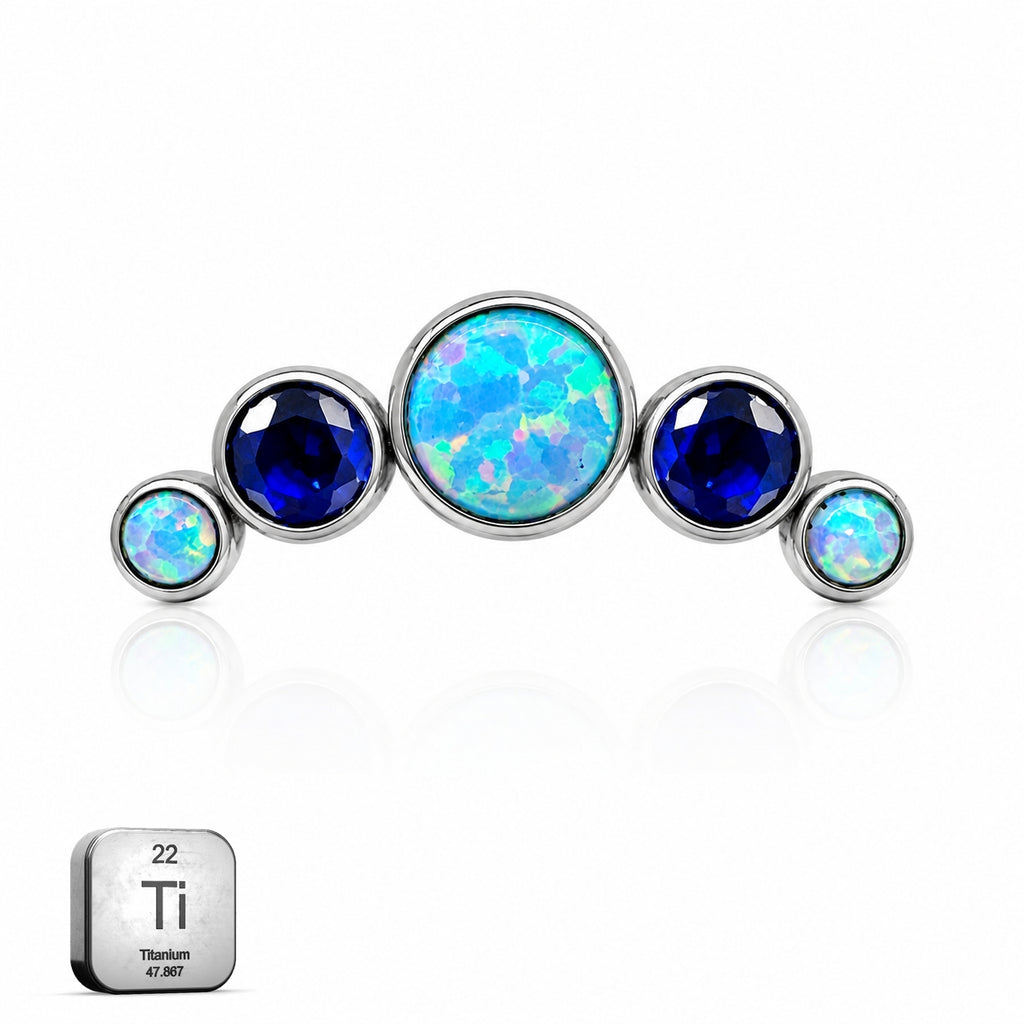 Titanium Blue Aurora Opal Arc Stud