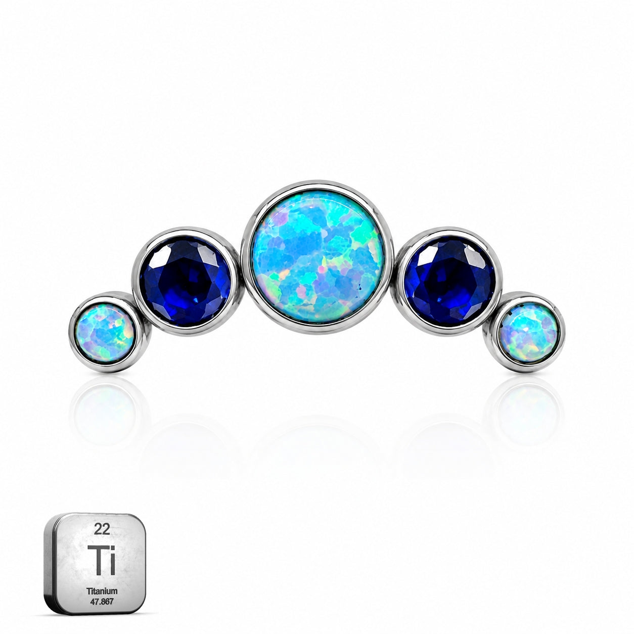 Titanium Blue Aurora Opal Arc Stud