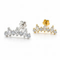 18K Solid Gold Marquise Crown Flat Back Stud with Moissanite