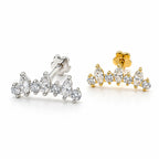 18K Solid Gold Marquise Crown Flat Back Stud with Moissanite