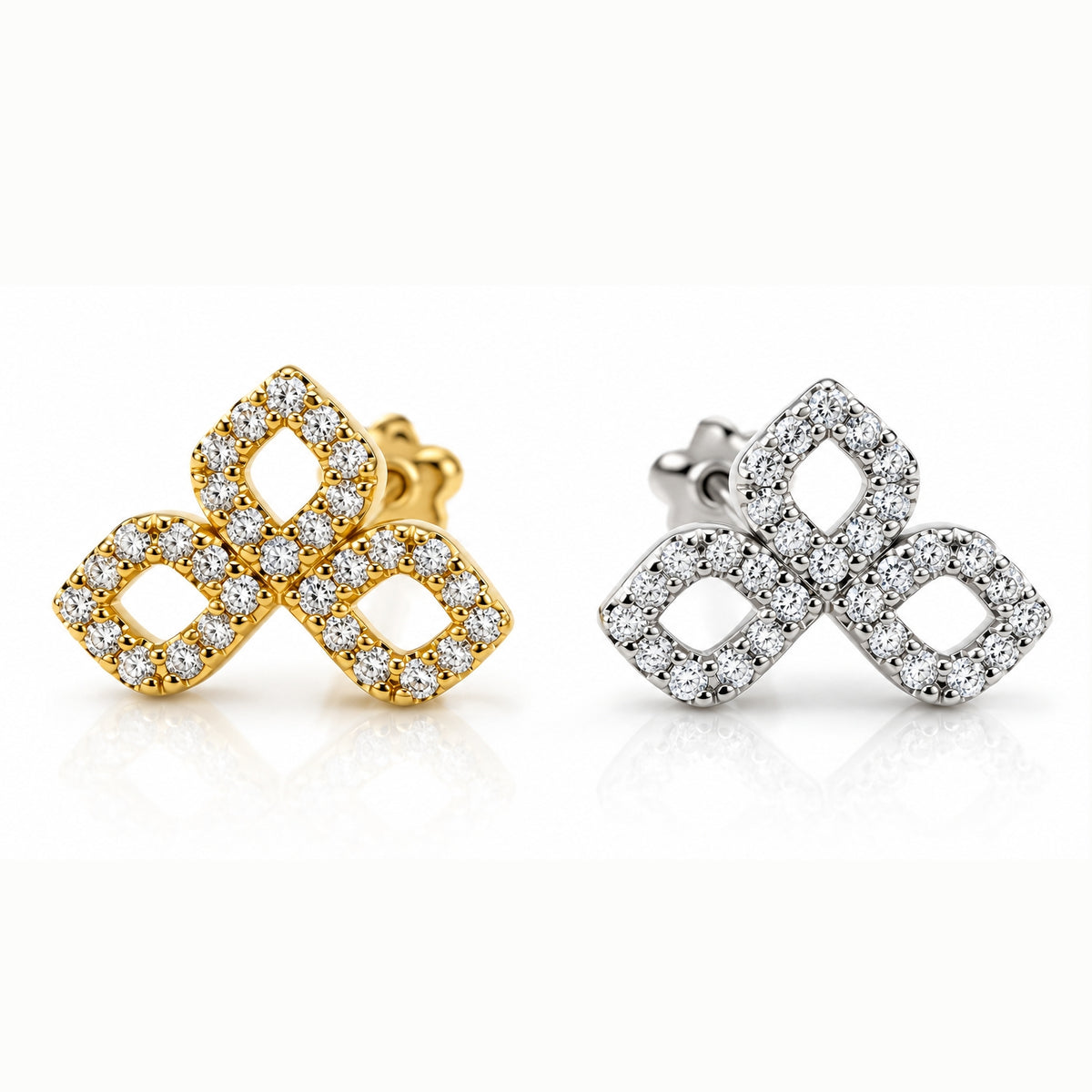 18K Gold Diamond Trinity Piercing Stud
