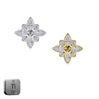 Titanium 16G (1.2MM) Internally Threaded Diamond Flower Piercing Stud