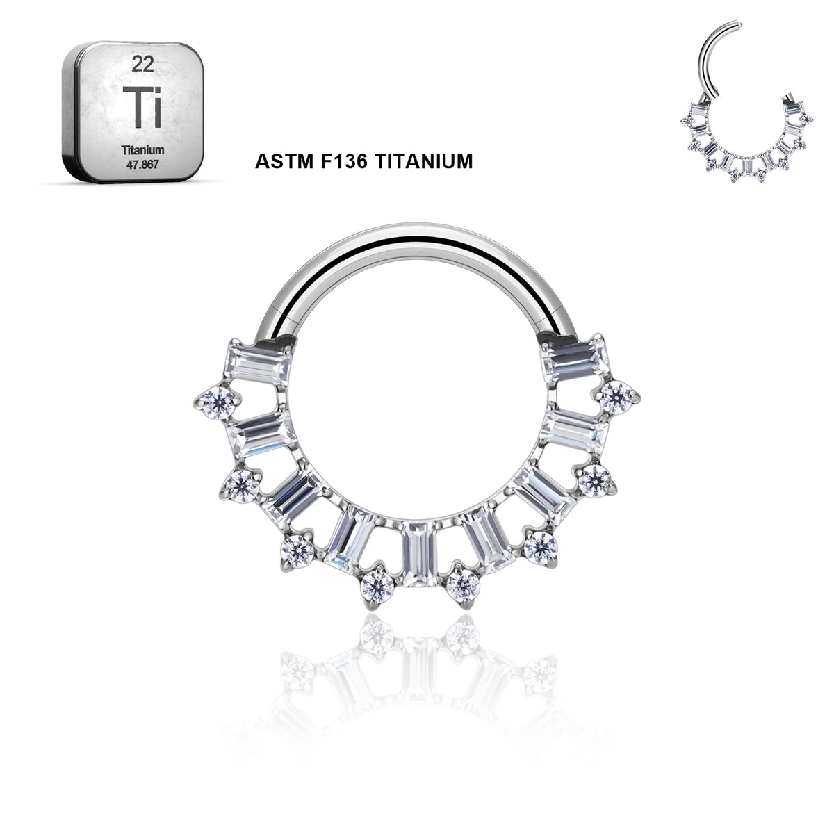 Titanium Daith &amp; Septum Piercing Hoop 16G 8MM