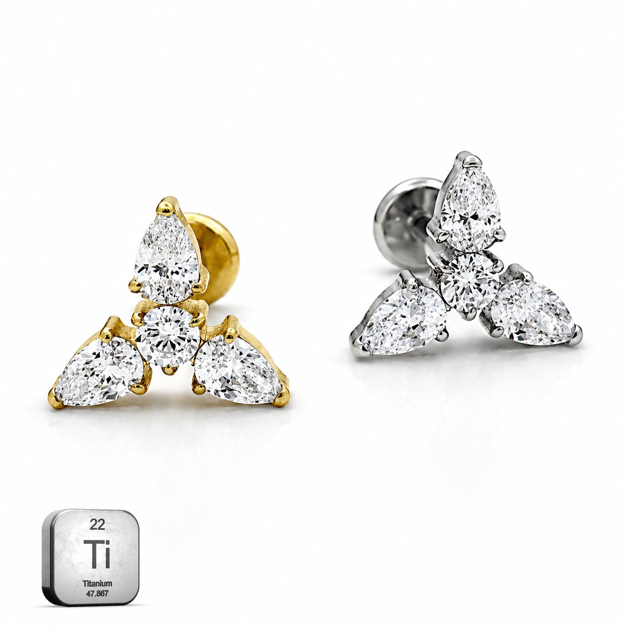 Titanium Trinity Crystal Stud