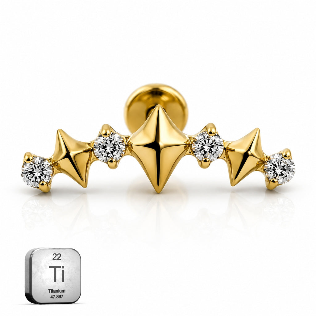 Titanium Geometric CZ Flat Back Stud