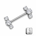 Titanium Triple Crystal Nipple Piercing Barbell