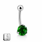 Titanium Belly Piercing with Emerald Green CZ