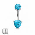Titanium Belly Piercing with Turquoise Stone