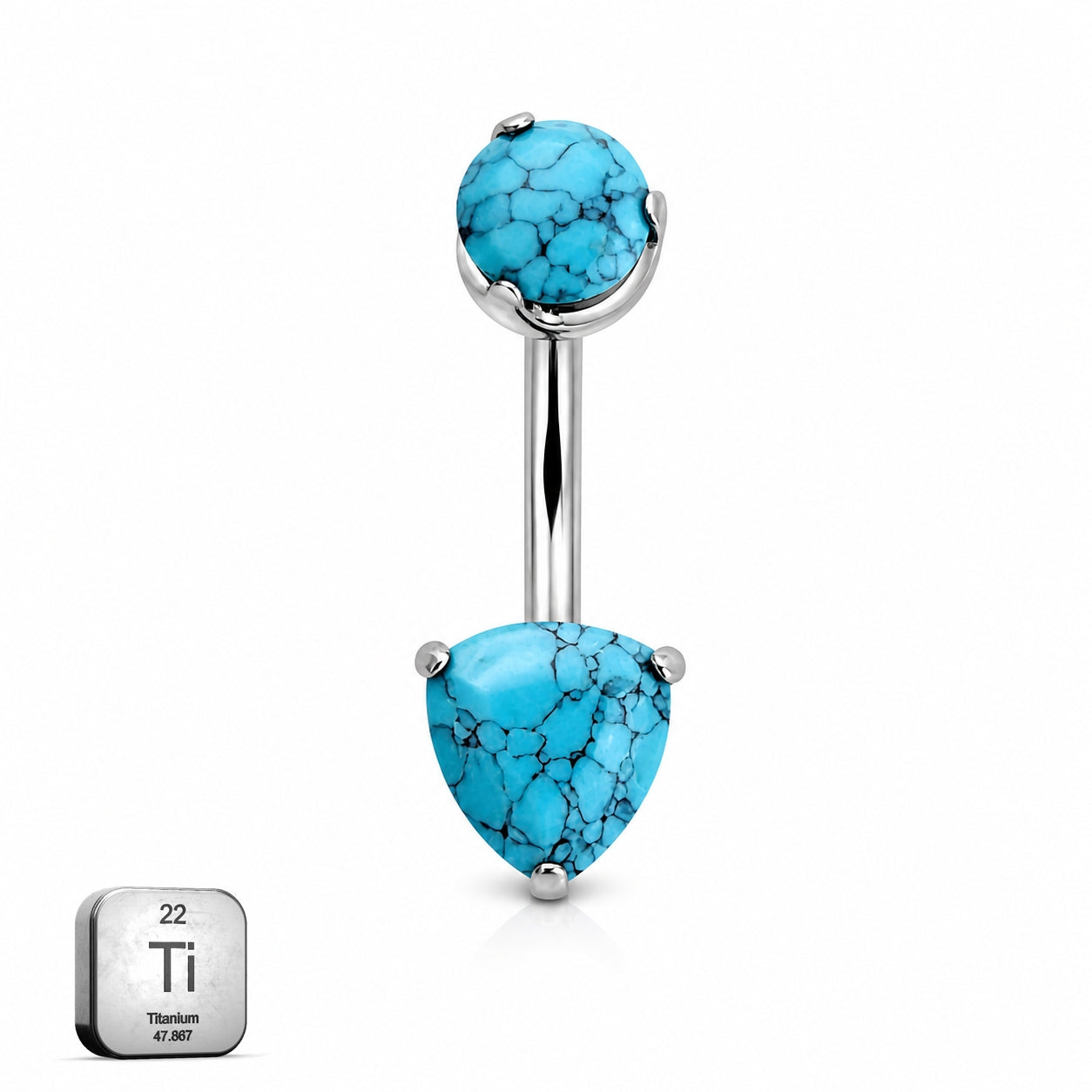 Titanium Belly Piercing with Turquoise Stone
