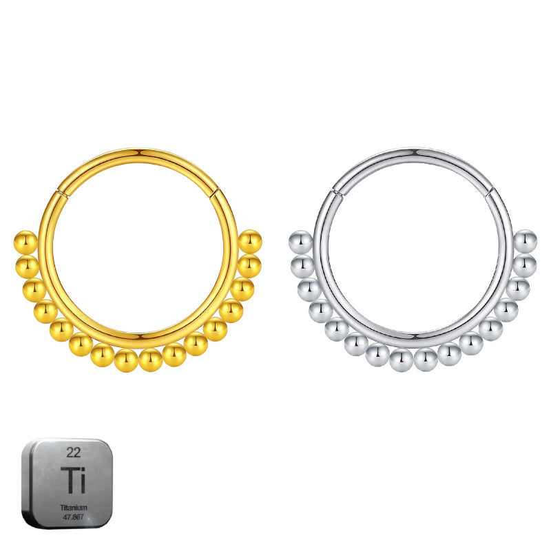 Titanium Plain Beaded Daith &amp; Septum Piercing Hoop 16G 10MM