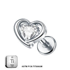 ASTM F136 Titanium 16G (1.2MM) Internally Threaded Small Heart Piercing Stud