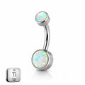 Titanium Belly Piercing with White Opal