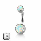Titanium Belly Piercing with White Opal