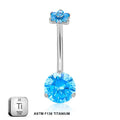 Titanium 14G (1.6MM) Internally Threaded Round Cut Blue Belly Piercing 12MM