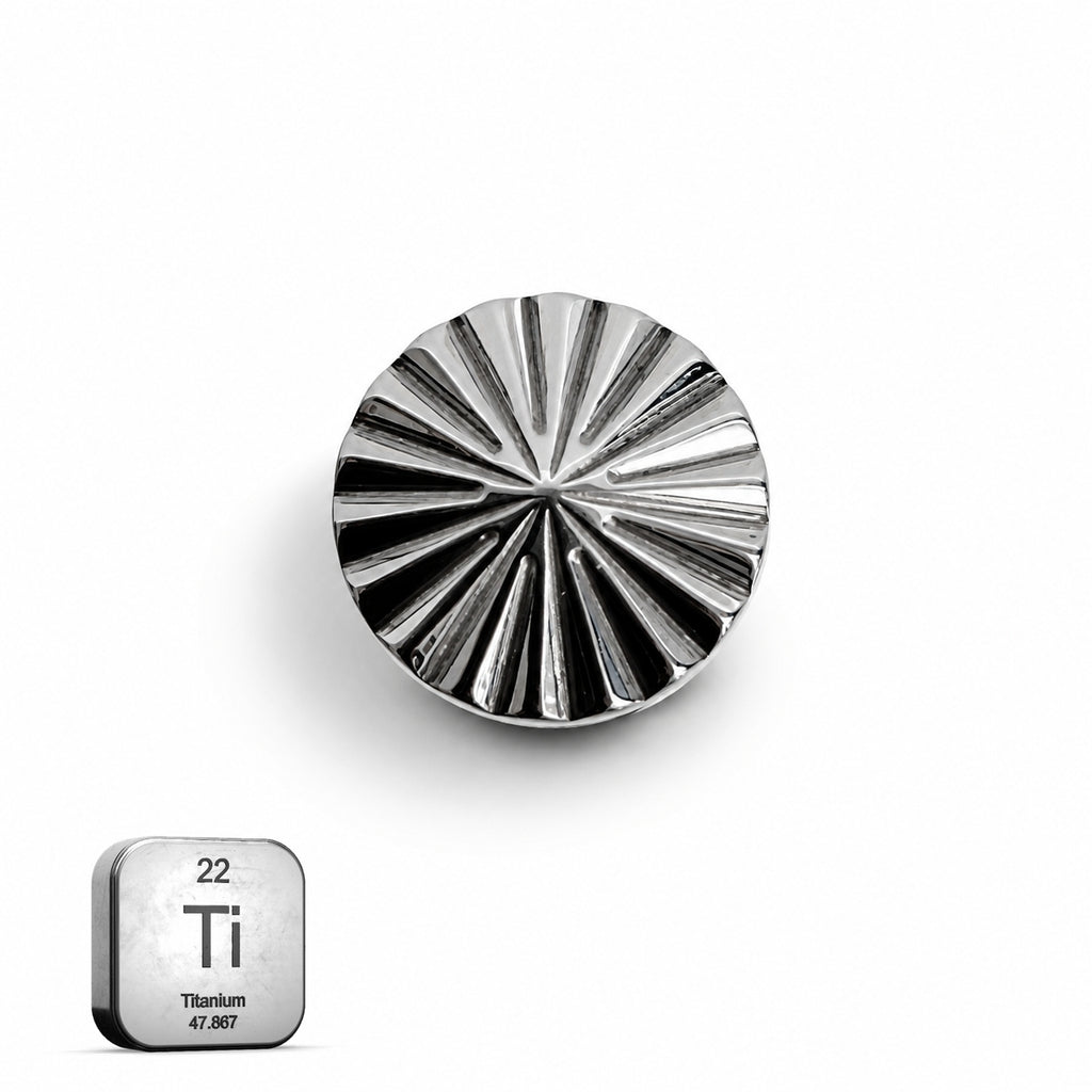 Titanium Textured Sun Disc Stud