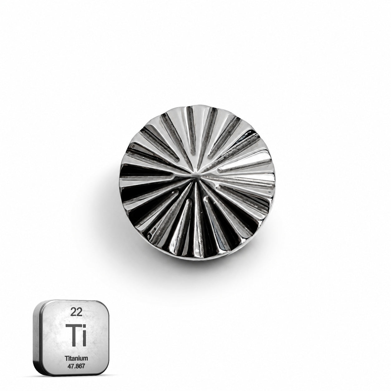 Titanium Textured Sun Disc Stud