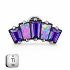 Titanium Violet Opal & Purple Emerald Crystal Fan Stud