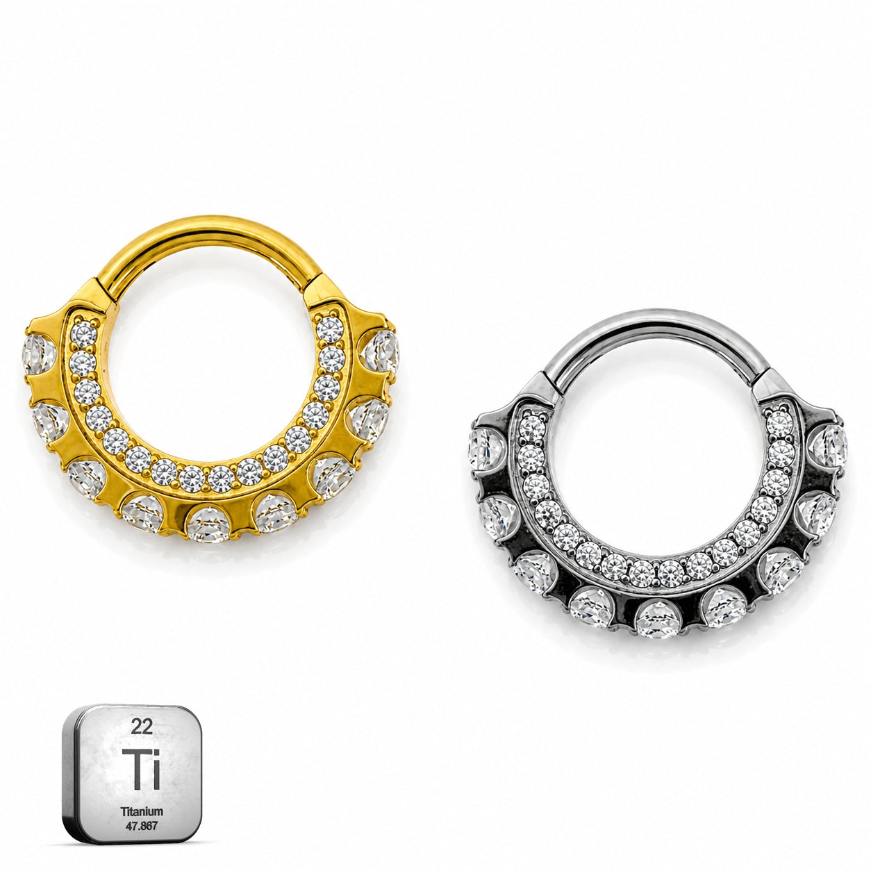 Titanium Crystal Clicker Hoop