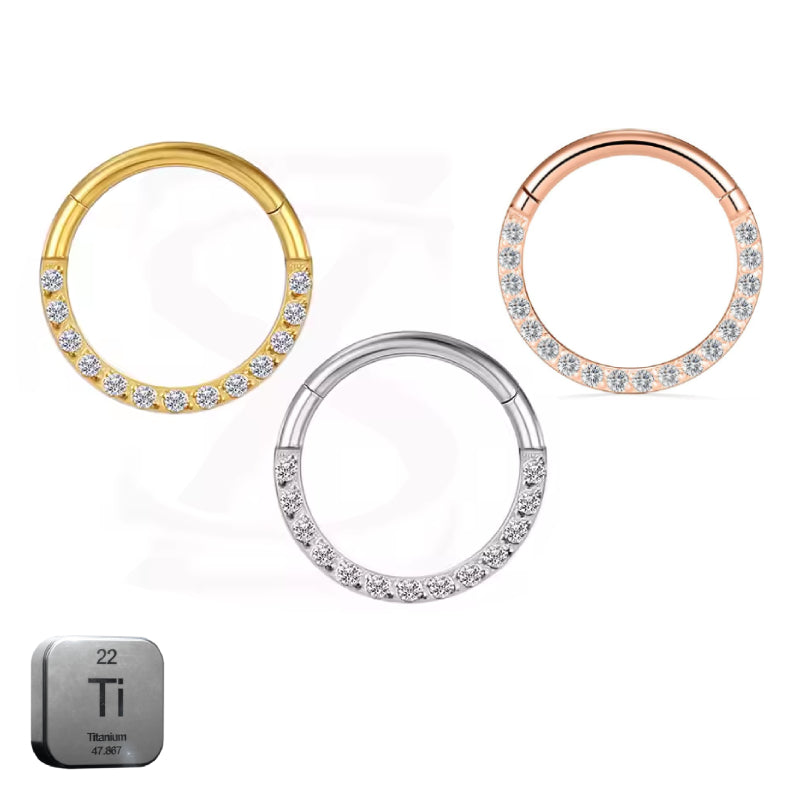 Titanium Front Crystal Daith &amp; Septum Piercing Hoop 16G 8MM