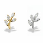 18K Gold Leaf Marquise Natural Diamond Stud (Right &amp; Left)