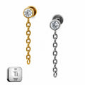 Titanium Solitaire Chain Dangle Stud