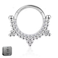 Natural Titanium King Crown Daith &amp; Septum Piercing Hoop 16G 10MM