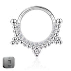 Natural Titanium King Crown Daith &amp; Septum Piercing Hoop 16G 10MM