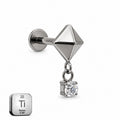 Titanium Geometric Dangle Stud – Pyramid Crystal Drop