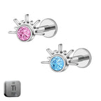 Natural Titanium 16G (1.2MM) Internally Threaded Sun Piercing Stud