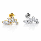 18k Gold Moissanite Ascending Petal Flat Back Stud