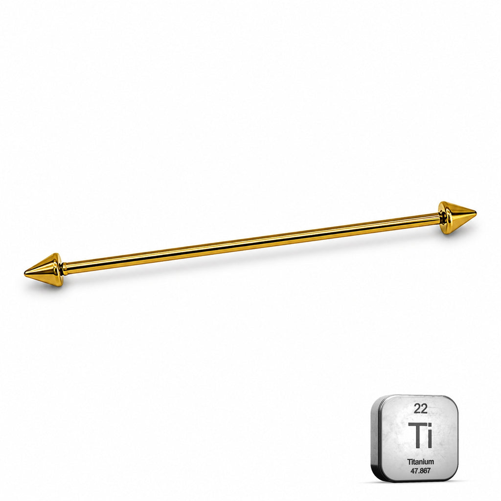 Gold PVD Titanium Industrial Piercing Bar – Spike Ends