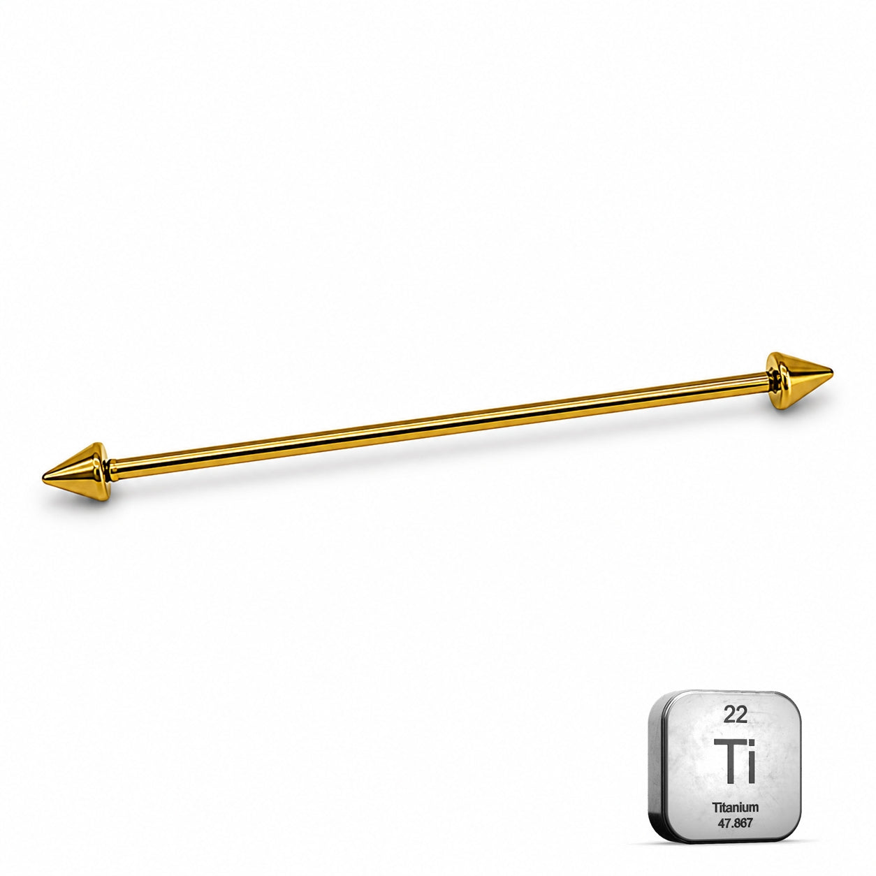 Gold PVD Titanium Industrial Piercing Bar – Spike Ends