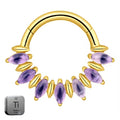 Titanium Purple Crystal Daith &amp; Septum Piercing Hoop 16G 8MM