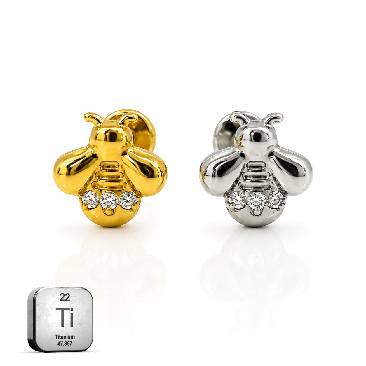 Titanium Bee Stud Earrings